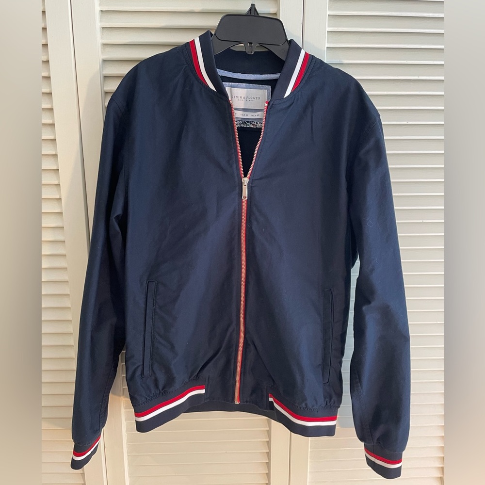 Navy with Collar Detail Bomber Jacket